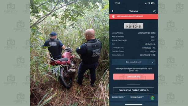 Guarda Municipal de Ferreiros Recupera Moto Roubada Após Denúncia Anônima - Foto (Reprodução)