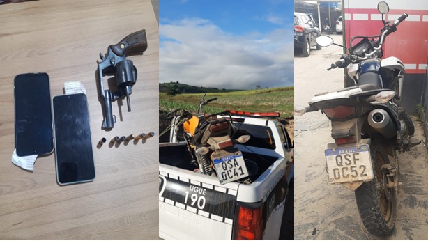 Polícia Militar de Pedras de Fogo apreende arma de fogo e motos roubadas - Foto (Reprodução)