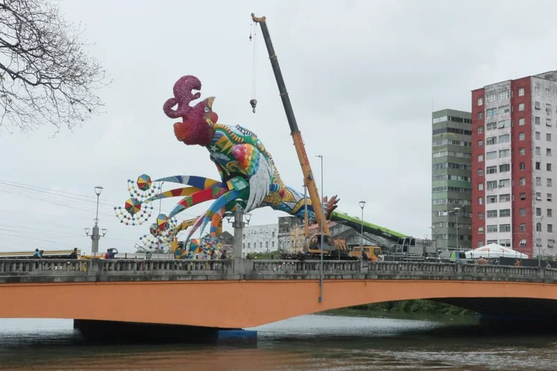 Galo da Madrugada 2026 surge na Ponte Duarte Coelho como símbolo de fraternidade, arte e saúde mental