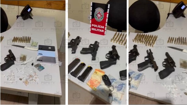 Ação da Polícia Militar através do 16º BPM resulta na prisão de cinco suspeitos, apreensão de armas, drogas e recuperação de veículo roubado em Caaporã-PB