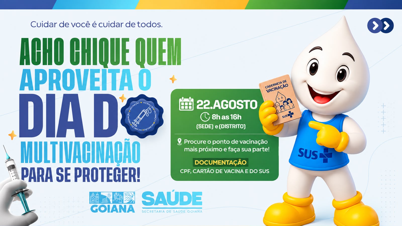 Dia D da Multivacinação mobiliza Goiana neste sábado (22) para atualização da caderneta de crianças e adolescentes