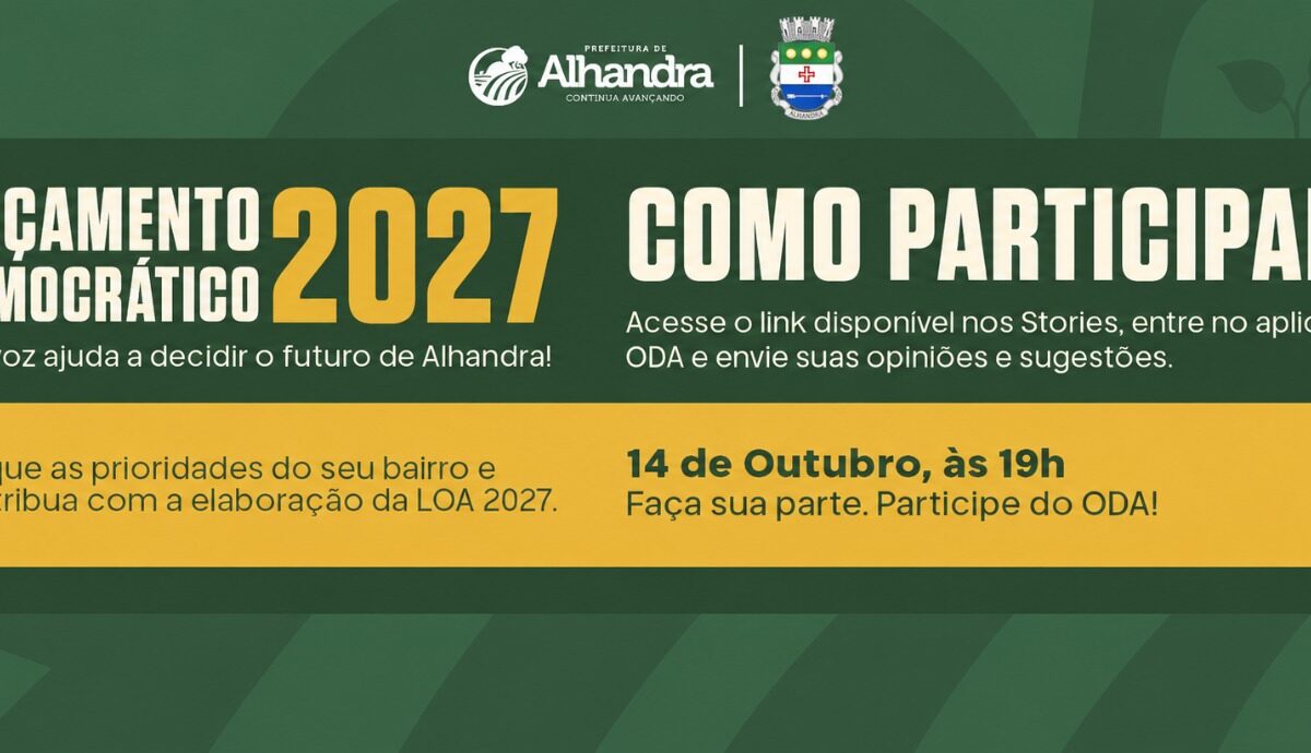 Prefeitura de Alhandra realiza Audiência Pública da LOA 2027 e convida população para participar