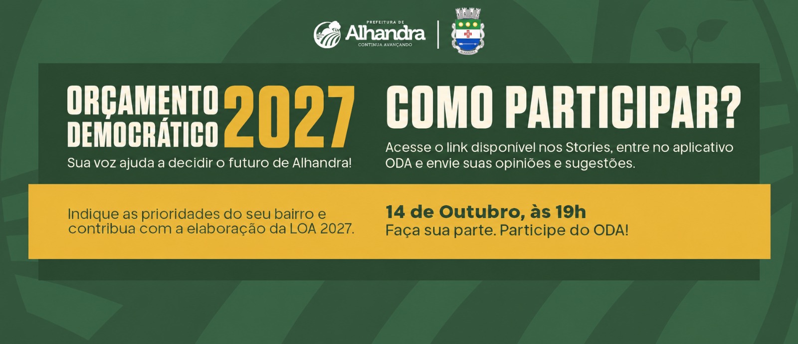 Prefeitura de Alhandra realiza Audiência Pública da LOA 2027 e convida população para participar